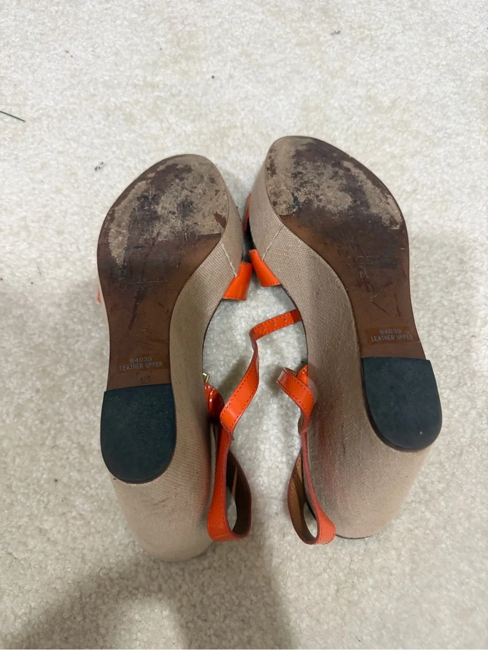 J. Crew Bright Orange Patent Leather Strappy Heels